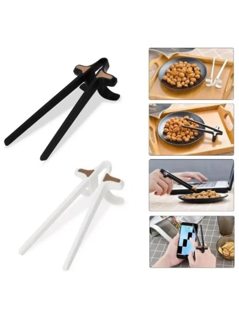 2-Pc Finger Chopsticks for Gamers Kids & Adults Snack Utensils, Practice sticks